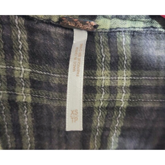 Free People Women’s XS Green Plaid Snap Button Down Shirt Western Grunge Boho - Picture 8 of 12